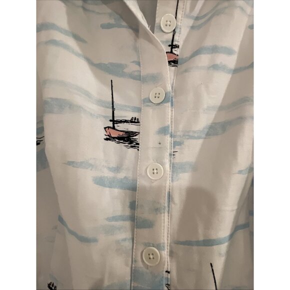 LF LESLIE FAY RETRO WATER COLOR ISLAND PRINT SLEEVELESS SHIRT DRESS WOMEN SZ 10 - Picture 5 of 16